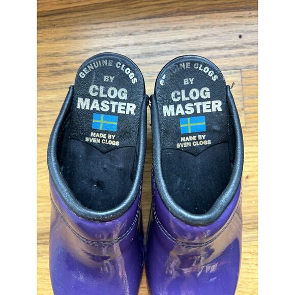 Vintage SVEN Clogs Clogmaster Wooden clogs size 35 women 5 Purple Patent Leather - Picture 7 of 9